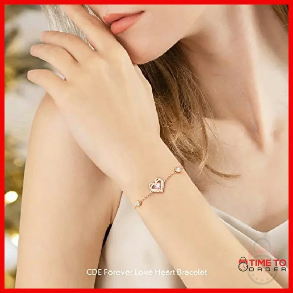 Sterling Silver Heart Charm Bracelet with Birthstone Zirconia, Adjustable Link